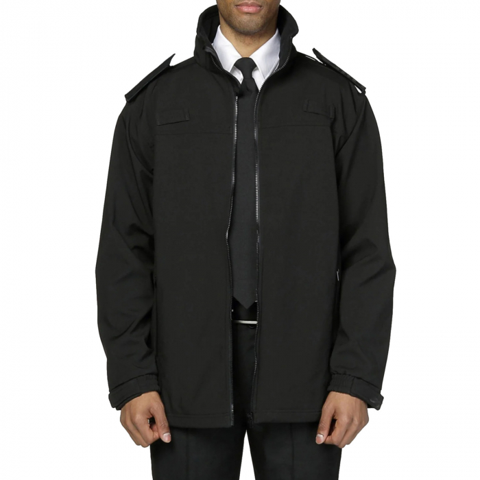Deluxe Black Security Softshell Jacket with Epaulettes