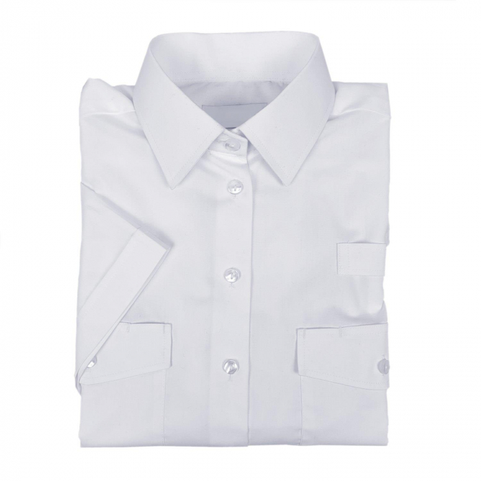 Mens White Short Sleeve Police Uniform Shirt with Epaulettes