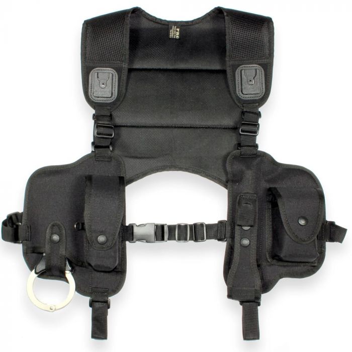 Black Police Mini Equipment Vest with Airwave Docks