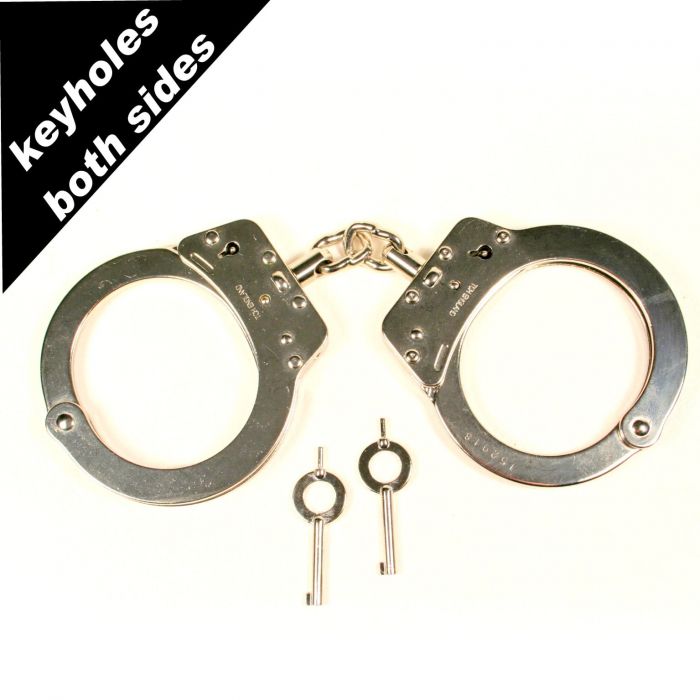TCH Dual Key Standard Chain Nickel Handcuffs