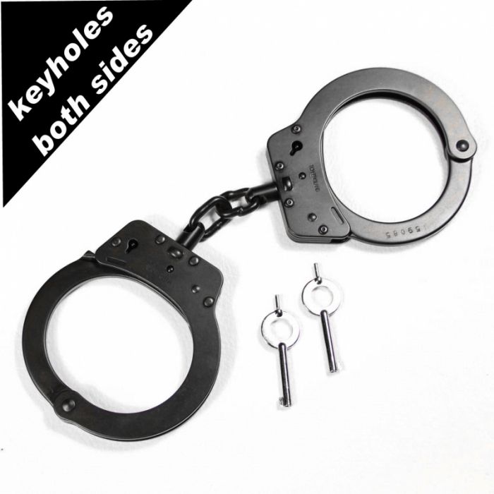 TCH Dual Key Standard Chain Handcuffs Black Finish