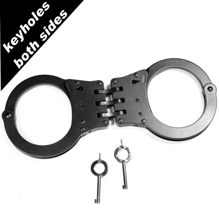 TCH Hinge Standard Handcuffs Black Finish dual Key Holes