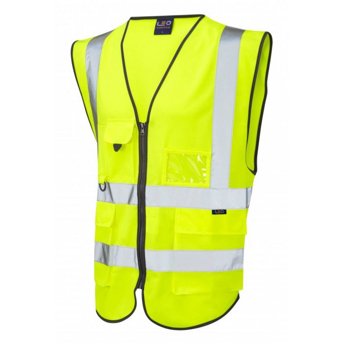 Leo Workwear Lynton ISO 20471 Class 1 Yellow Waistcoat