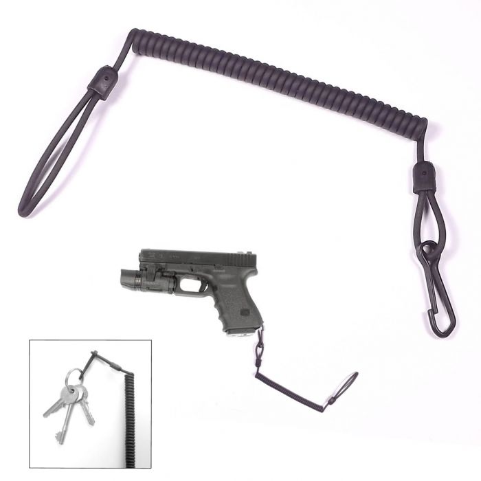 Coiled Aramid Fibre Pistol Firearm Lanyard