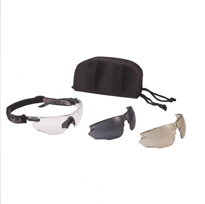 Bolle COMBAT Safety Glasses Black Frame 3 lens kit