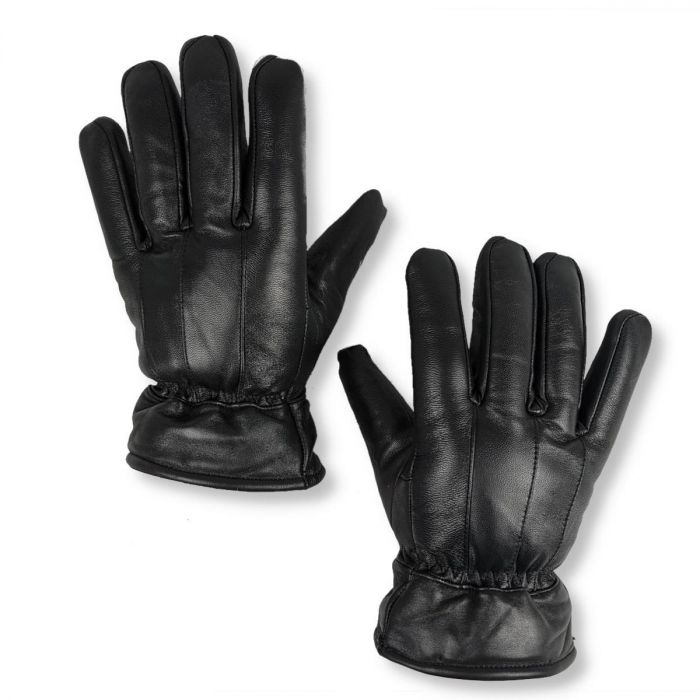Black leather winter shop gloves