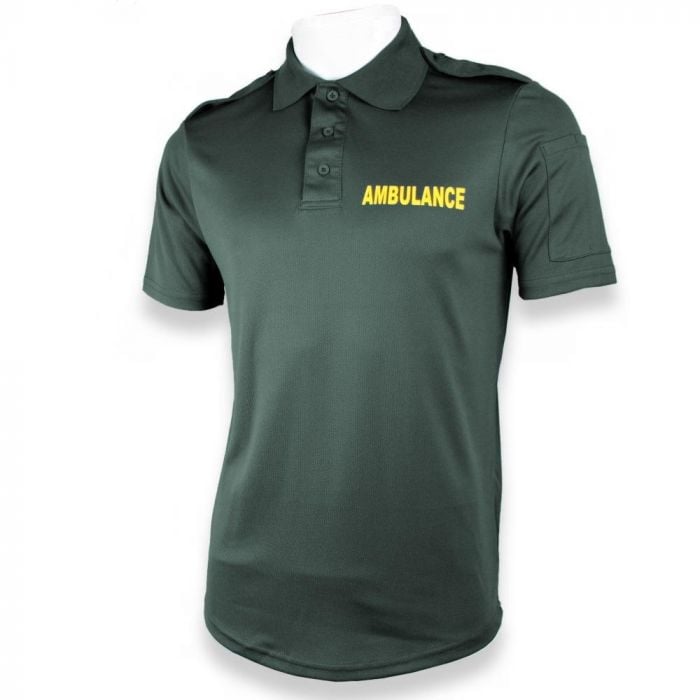 Printed Ambulance Green Wicking Polo Shirt