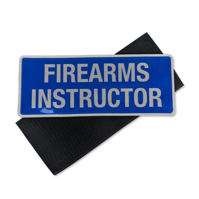Reflective Firearms Instructor Badge Large Blue Velcro