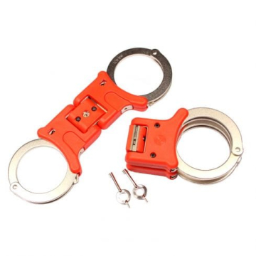 TCH850R Red Nickel Plated Rigid Folding Handcuffs