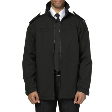 Deluxe Black Security Softshell Jacket with Epaulettes