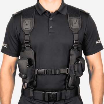 Black Police Mini Equipment Vest with Airwave Docks