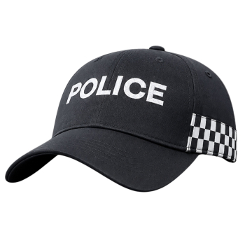 Protec Black Police Baseball Cap with Chequer Banding