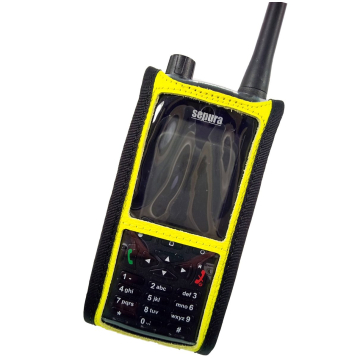High vis Leather radio case for Sepura SC2120