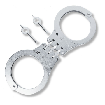 TCH 832 Dual Key Superior Hinged Handcuffs - Nickel Finish