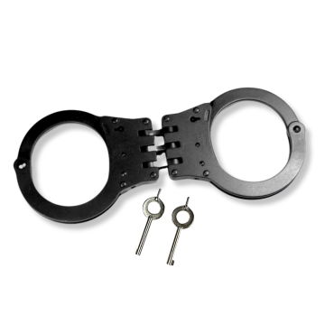 TCH812B Hinge Standard Handcuffs Dual Key Holes - Black