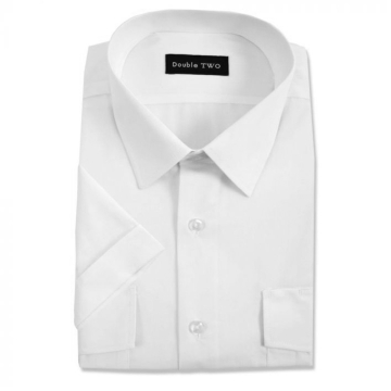 Mens White Short Sleeve Uniform Shirt with Epaulettes
